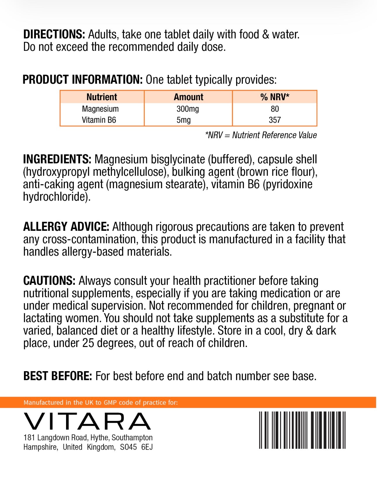 VITARA CORE+ Magnesium Complex Support