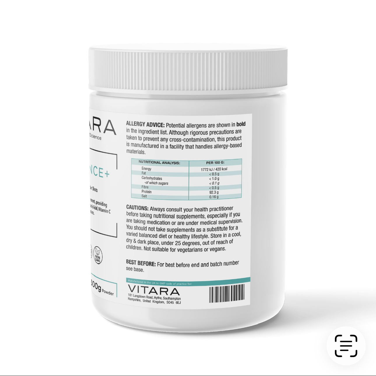 VITARA BALANCE+ Collagen Powder | Marine Collagen, Hyaluronic Acid, B Vitamins & Vitamin C | 300g