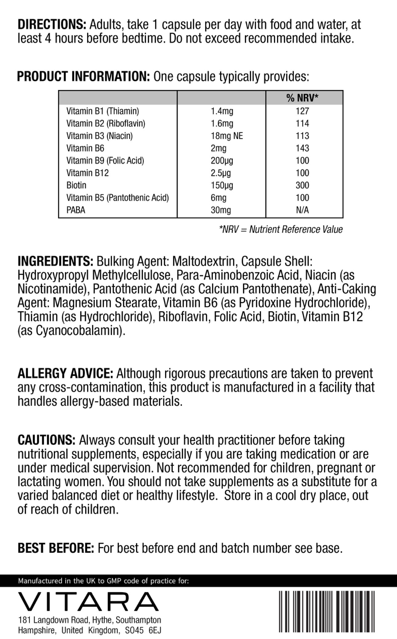 VITARA BALANCE+ Vitamin B Complex