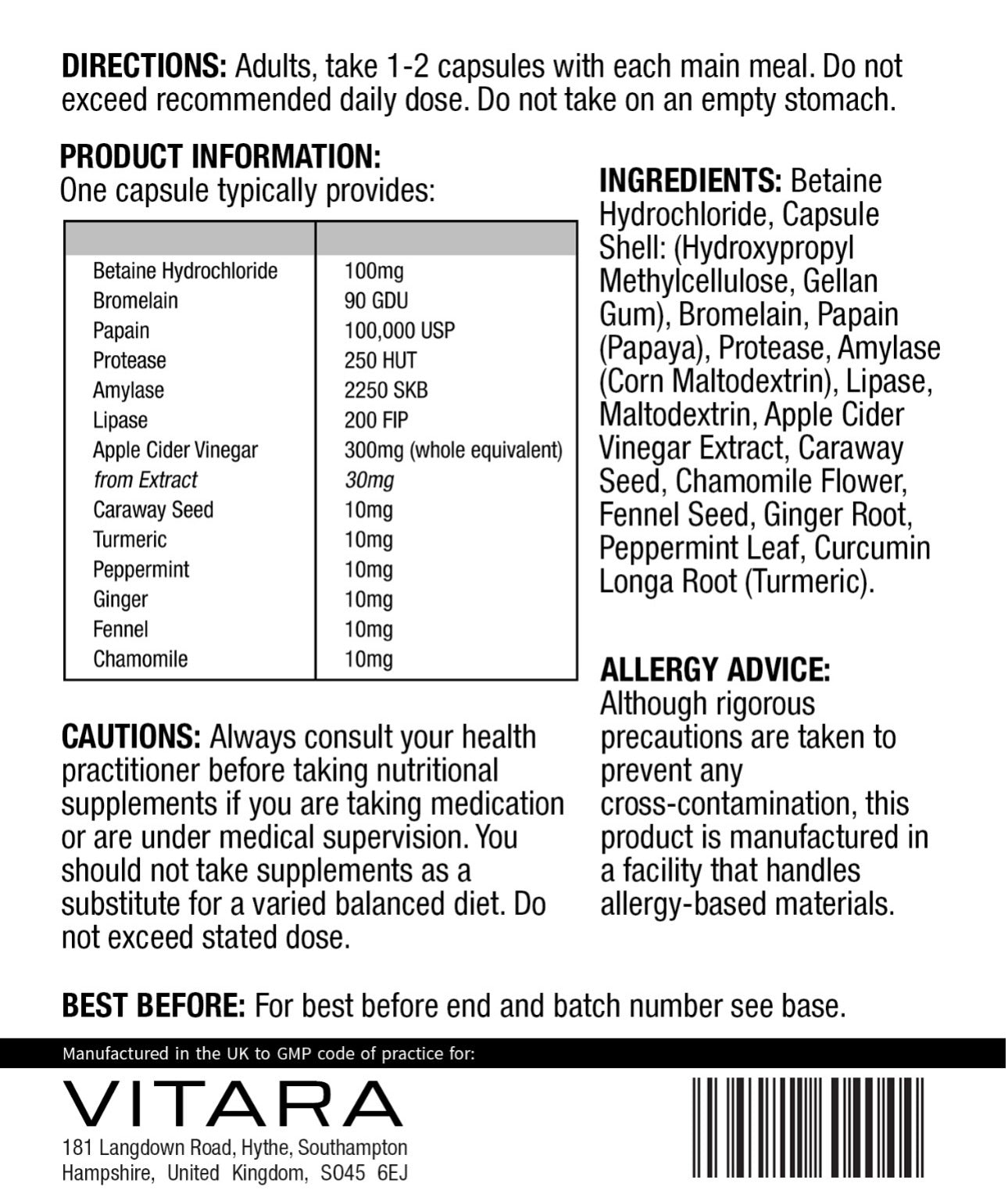 VITARA CORE+ Digestive Enzyme Complex