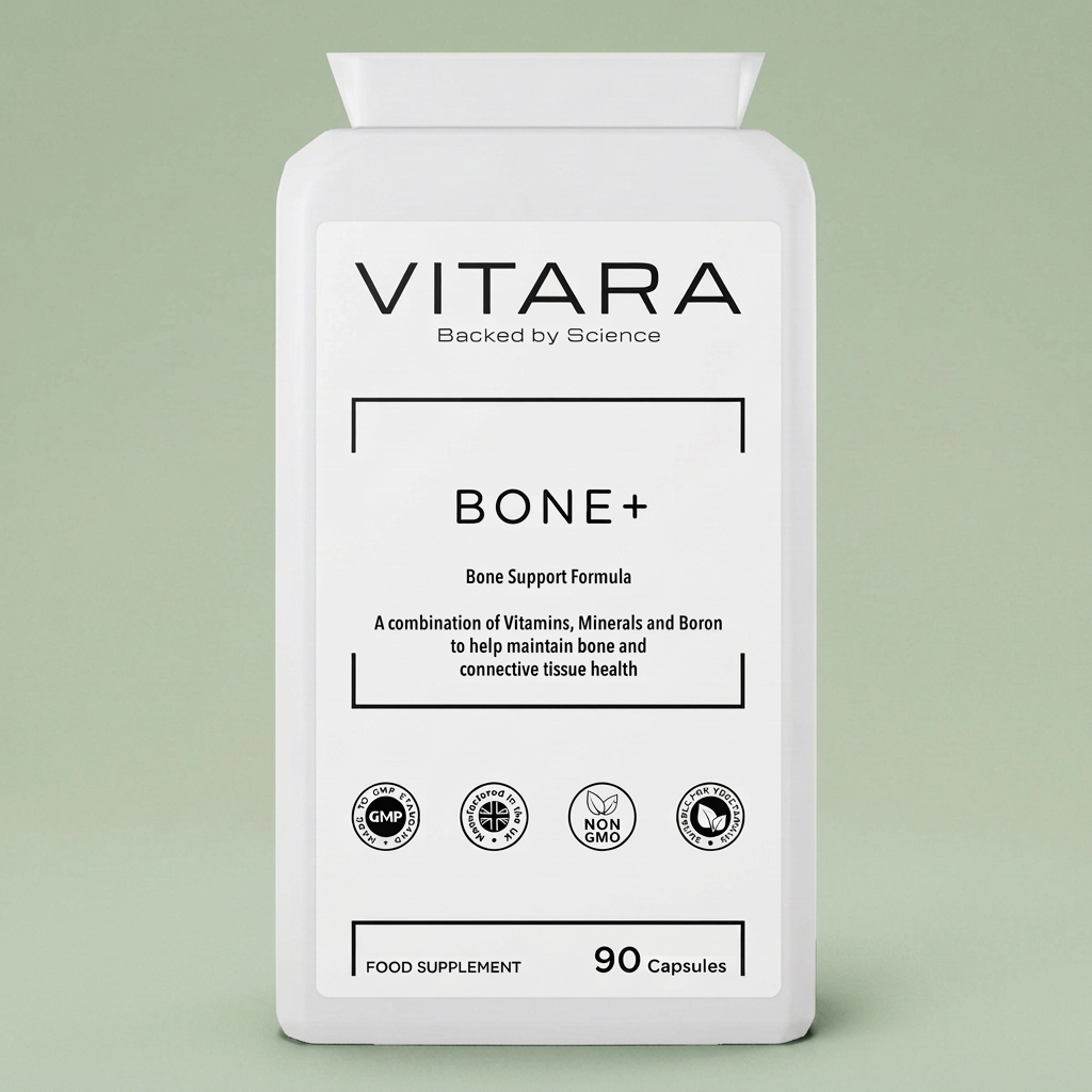 BONE+ hero image with sage background