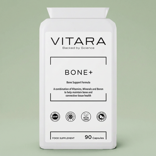 BONE+ hero image with sage background