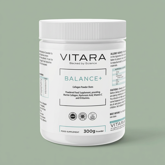 VITARA BALANCE+ Collagen Powder | Marine Collagen, Hyaluronic Acid, B Vitamins & Vitamin C | 300g