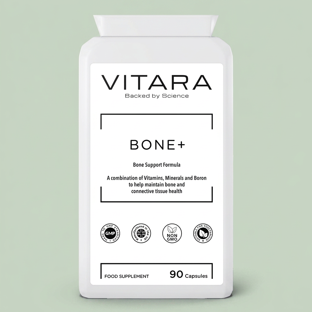 VITARA BONE+ bottle on a sage green background